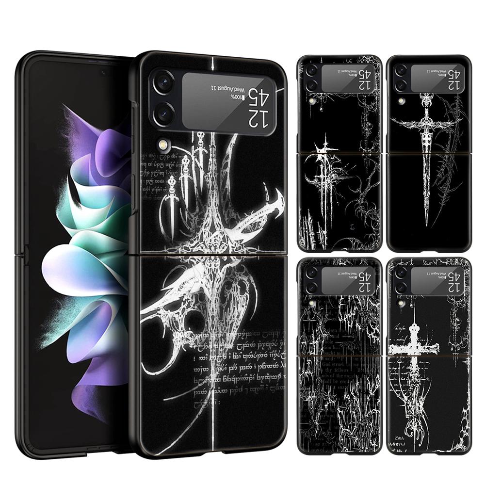 Cyber Sigil Kreuzlinie Harte PC Handyhülle Für Samsung Galaxy Z Flip 7 6 5 4 Schwarze Hülle Für Galaxy Z Flip 3 Faltbare Capas Taschen