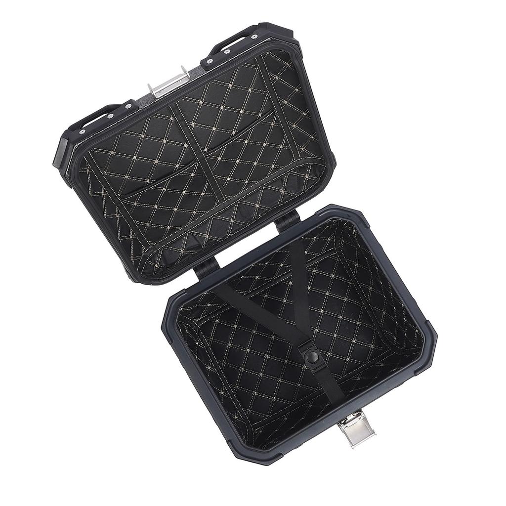 25L Motorcycle Top Case with Security Lock Waterproofing Aluminum Alloy Quick Release Trunk Top Box for Helmet Luggage