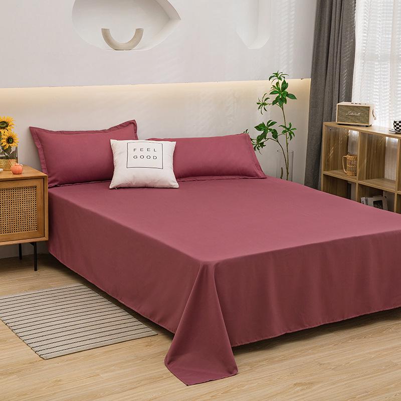 Solid Color Washed Cotton Bed Sheet Set - Fitted Sheet & Duvet Cover for Dorms