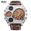 Oulm 1349 Men Big Dial Male Quartz Clock Luxury Men's New Sport Casual Multi Function Watches Luminous Leather Band Wrist Watch