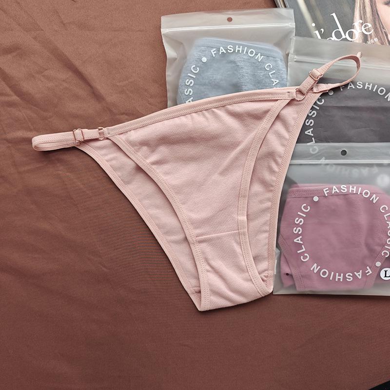 

Стринги из хлопка с тонкими бретельками, сексуальные, с низкой посадкой для женщин - европейский и американский стиль с полузакрытыми ягодицами S