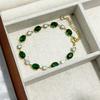 Green Oval Zircon Charm Bracelets For Women Fashion Emerald Crystal Bracelet Gold Sliver Color Bridal Wedding Jewelry