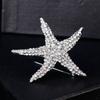 European and American Couple Alloy Marine Life Starfish Full Diamond Brooch Clasp Collar Pin Women's Scarf Buckle All-Match Corsage Clothing