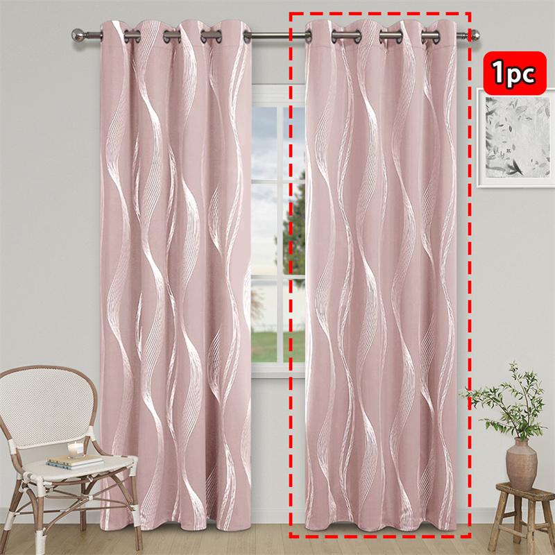 All-Season Curtain Soft Comfortable Dustproof Removable Universal Popular Curtain Blackout Curtain with Gold Foil Wave Pattern, High Precision Drapes