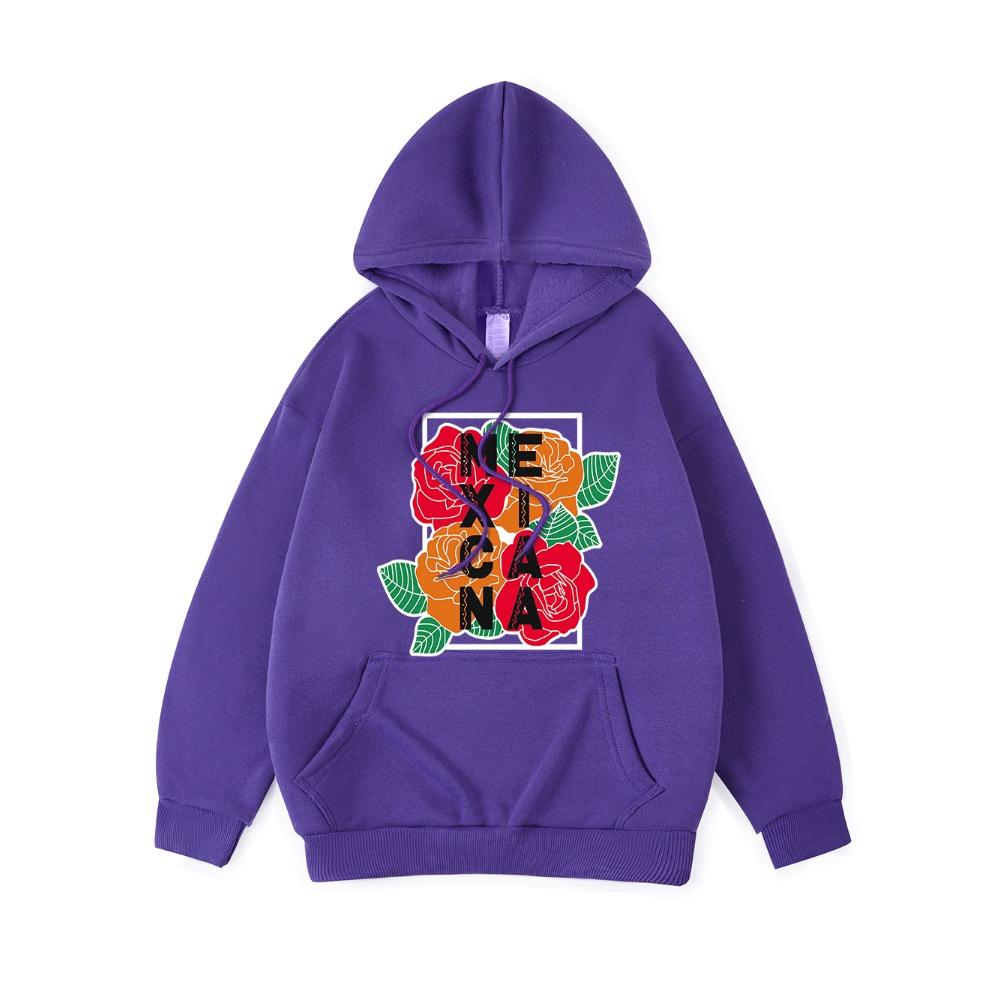 Mexico Letter Flag Printed Hoodie Women Comfortable Loose Hooded Winter Fleece Warm Sweatshirt Basics Streetwears