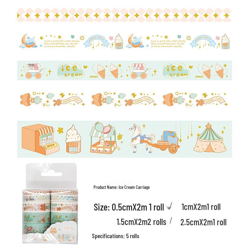 Kreativt Tegneserie Washi Tape Sett - Søte og Fargerike DIY Dekor Klistremerker (10 ruller)