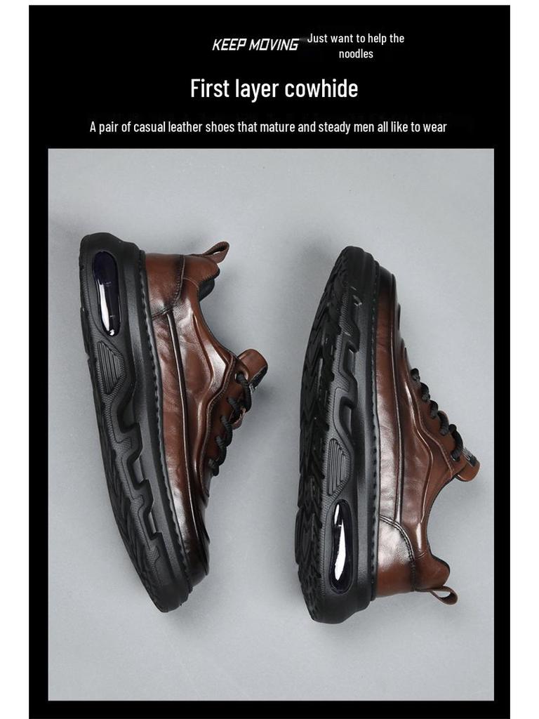 Vyriški natūralios odos universalūs laisvalaikio batai - Aukštos klasės, minkštas padas, neslystantys, su pliusiniu pamušalu, rudens/žiemos