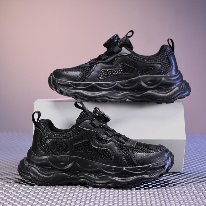 Children's Sports Shoes, Small White Shoes, Breathable Mesh Rotating Buckle, Lightweight, Middle-aged and Older Children's Students' Running Shoes, G