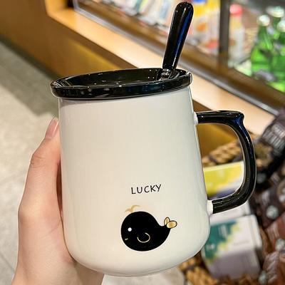 Ceramic Cup with Lid Spoon Creative Mug High Value Cup Souvenir Gift Box Office Coffee Water Cup