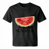 Fresh Summer Watermelon Summer Typography Print Unisex Loose Fit Cotton Casual Tees