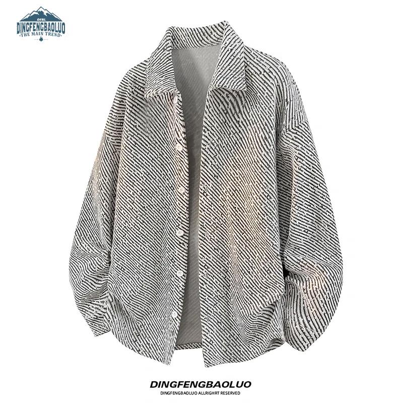 

Dingfengbaoluo Men s American Casual Loose Textured Jacket M