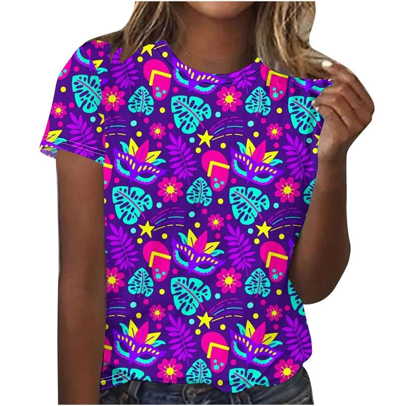 Summer Top Women Chroma Printed Women's T-Shirt Oversized T-Shirt Popular Clothes Women Clothing Short Sleeve Tee Female Shirts