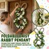 Easter Foldable Chrysanthemum Bunny Shaped Ornament Wreath For Home Front Door Decoration Background Easter Decor Wreath