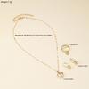 4Pcs/Set Vintage Love Heart Pendant Necklace Ring Hoop Earring for Women Simple Gold Color Smooth Jewelry Set Elegant Party Gift