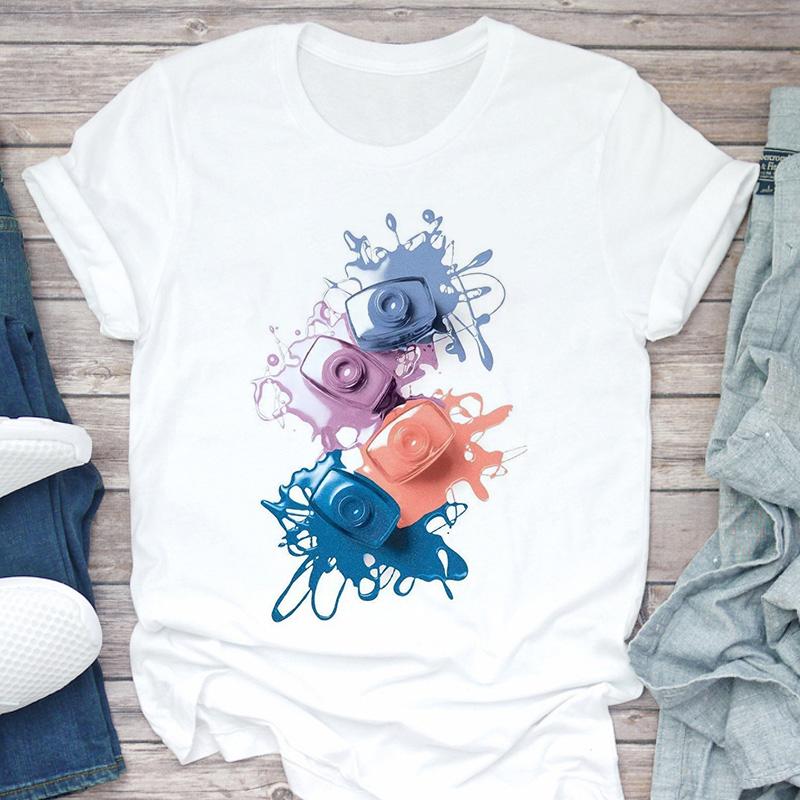 Women T-Shirt 3D Make Up Color Graphic Top Female T Shirt Harajuku Streetwear O-Neck Clothing Casual Ladies Tee Tops Shirts