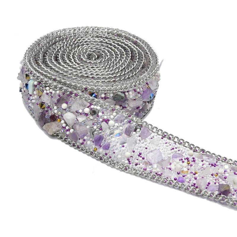 652F 1.1Yard Rhinestones Ribbon for Crafting Embellishment Sparkling Rhinestones Ribbon for Birthday Wedding Cake Decoration