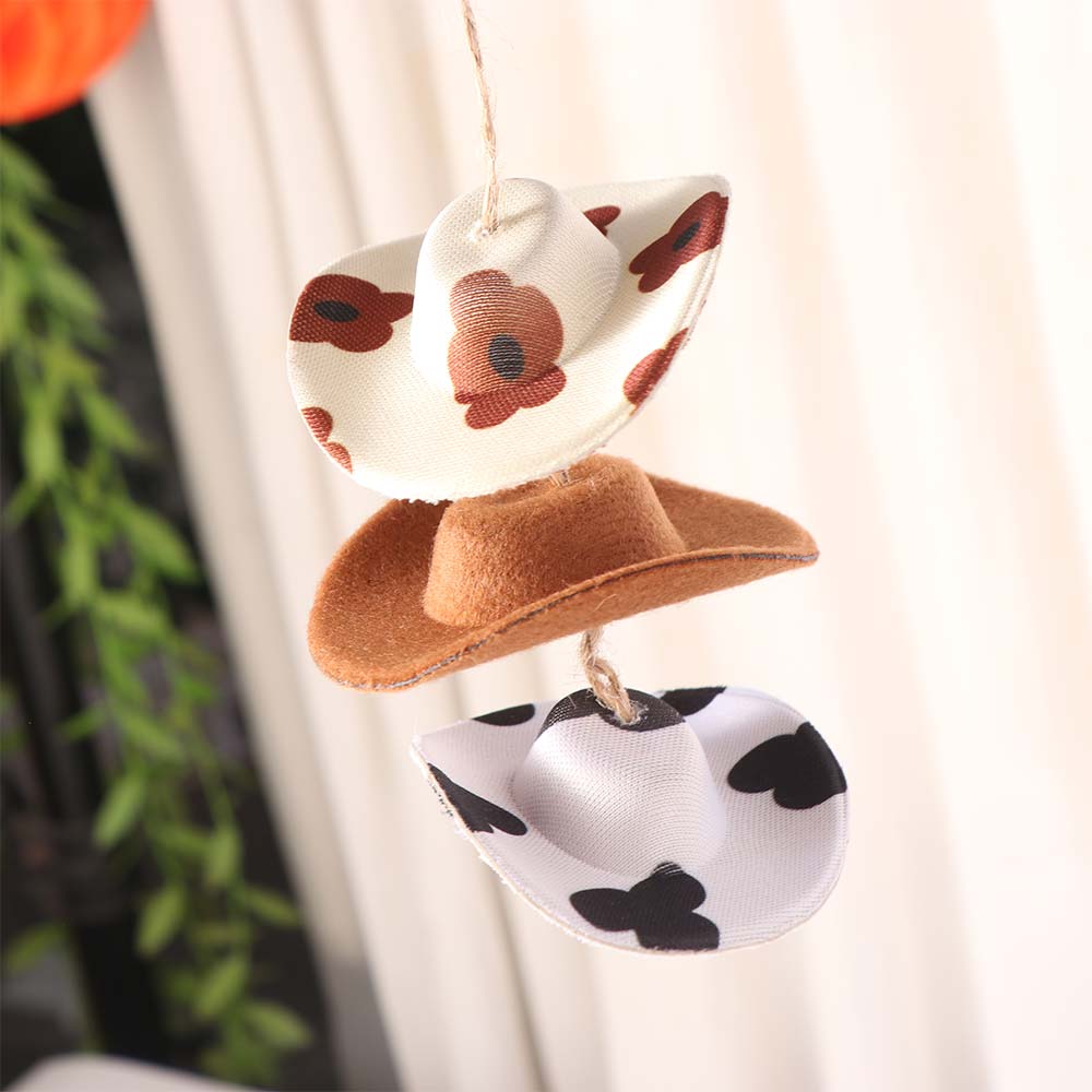 Cute Car Pendant Mini Cap Cowboy Hat Car Decoration Creative Rearview Mirror Pendant  Auto Interior