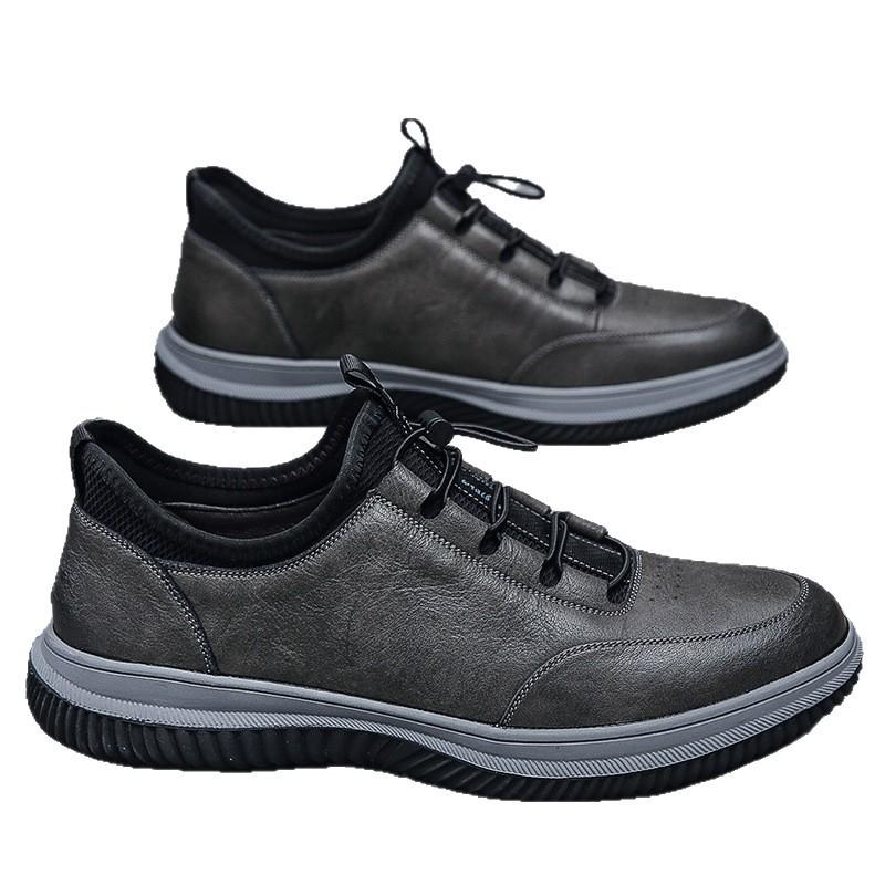Men's shoes 2025 new summer leather breathable lightweight soft-soled sports and leisure shoes trendy leather shoes