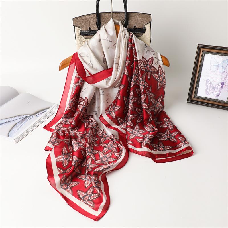 Spring and Summer New Printed Shawl Star Flower Weaving Dream Silk Scarf Simulation Silk Scarf Versatile Headscarf Long Scarf Thin Beautiful Brocade
