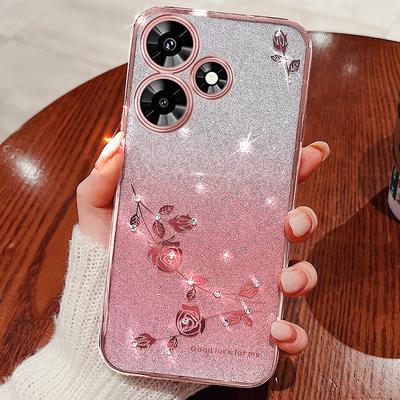 KADEM For Infinix Hot 30i Rhinestone Flower Glitter Phone Case Gradient TPU Drop Protection Cover