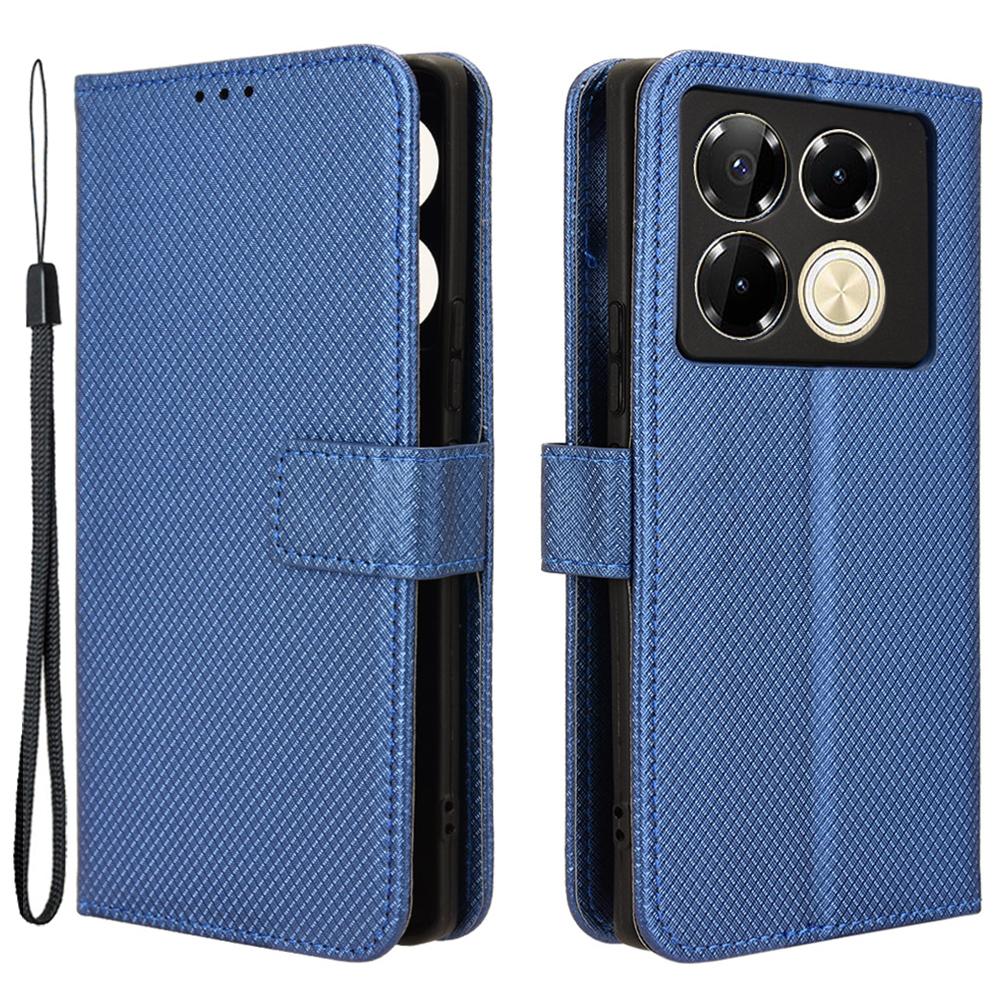 

For Infinix Note 40 Pro 5G X6851/Infinix Note 40 Pro+ X6851B Case Wallet Diamond Texture Leather Phone Cover Blue