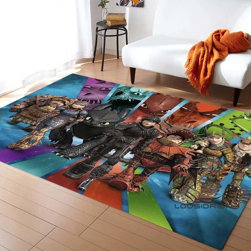 3DHow to Train Your Dragon themed printed rug, suitable for living rooms, bedrooms, sofas, balconies, gardens, etc. Large-sized