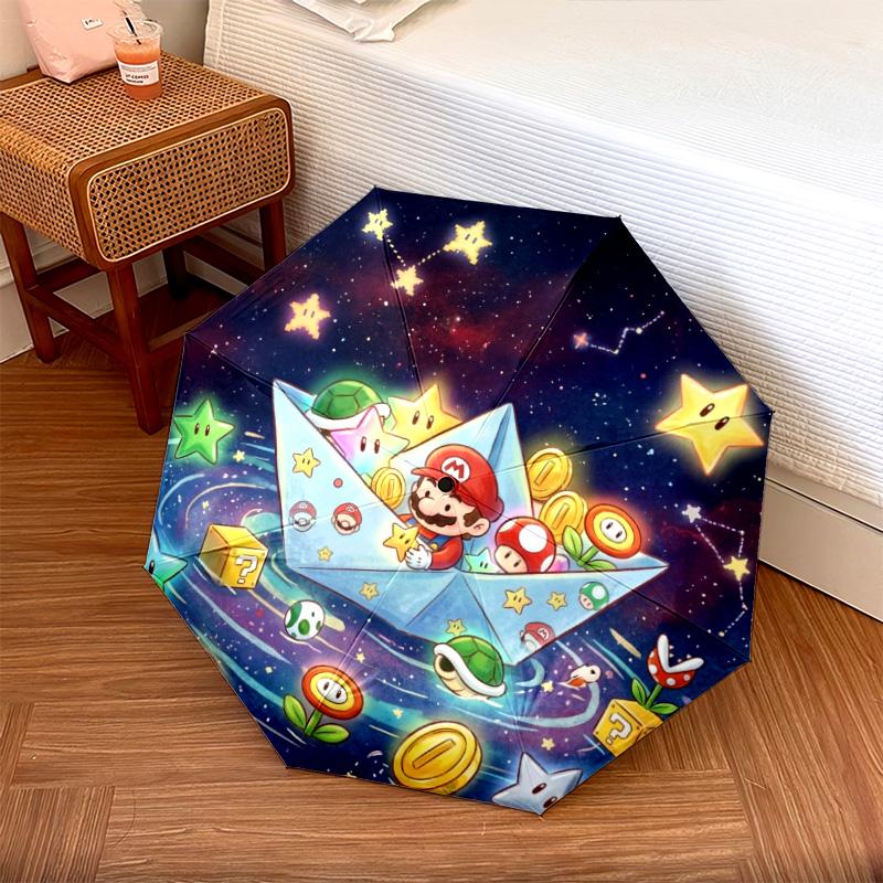 1PC Automatic Folding Umbrella Super Mario Pattern 8 Ribs Portable Foldable Travel Umbrella Christmas Birthday Gift разноцветный