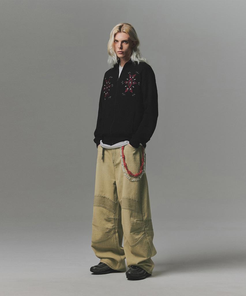 Not4Nerd Angel Argyle Knit Track Jacket - Black