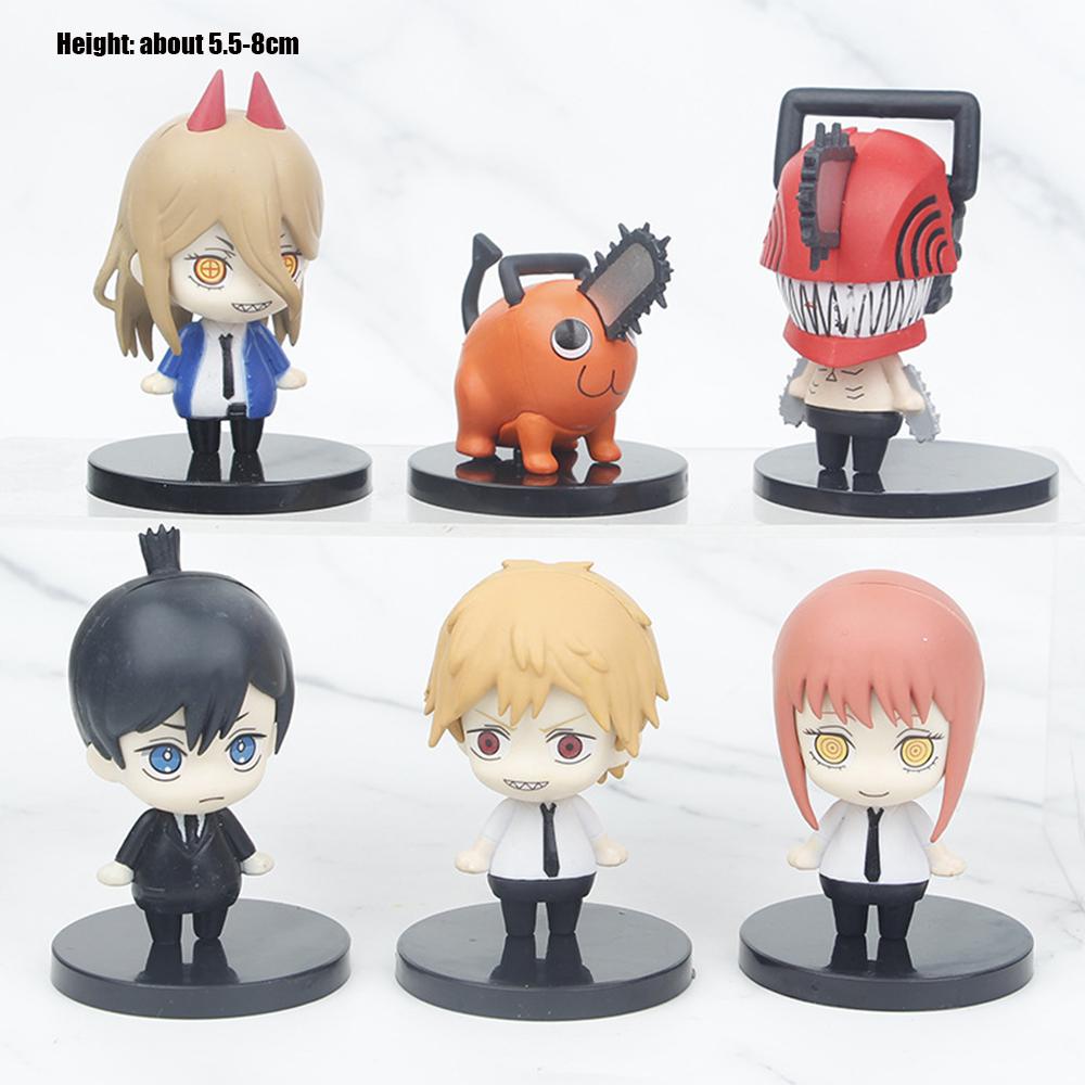 6Pcs-Set Chainsaw Man Anime Figure PVC Denji Pochita Collection Action Figures Model Set Toys Anime  Dolls Kids Gift