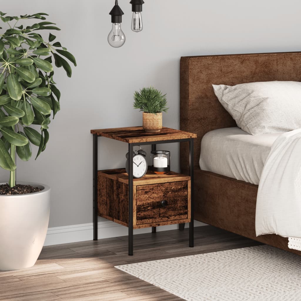 Nightstand with Rustic Wood Look 34 X 36 X 50 Cm Engineered Wood