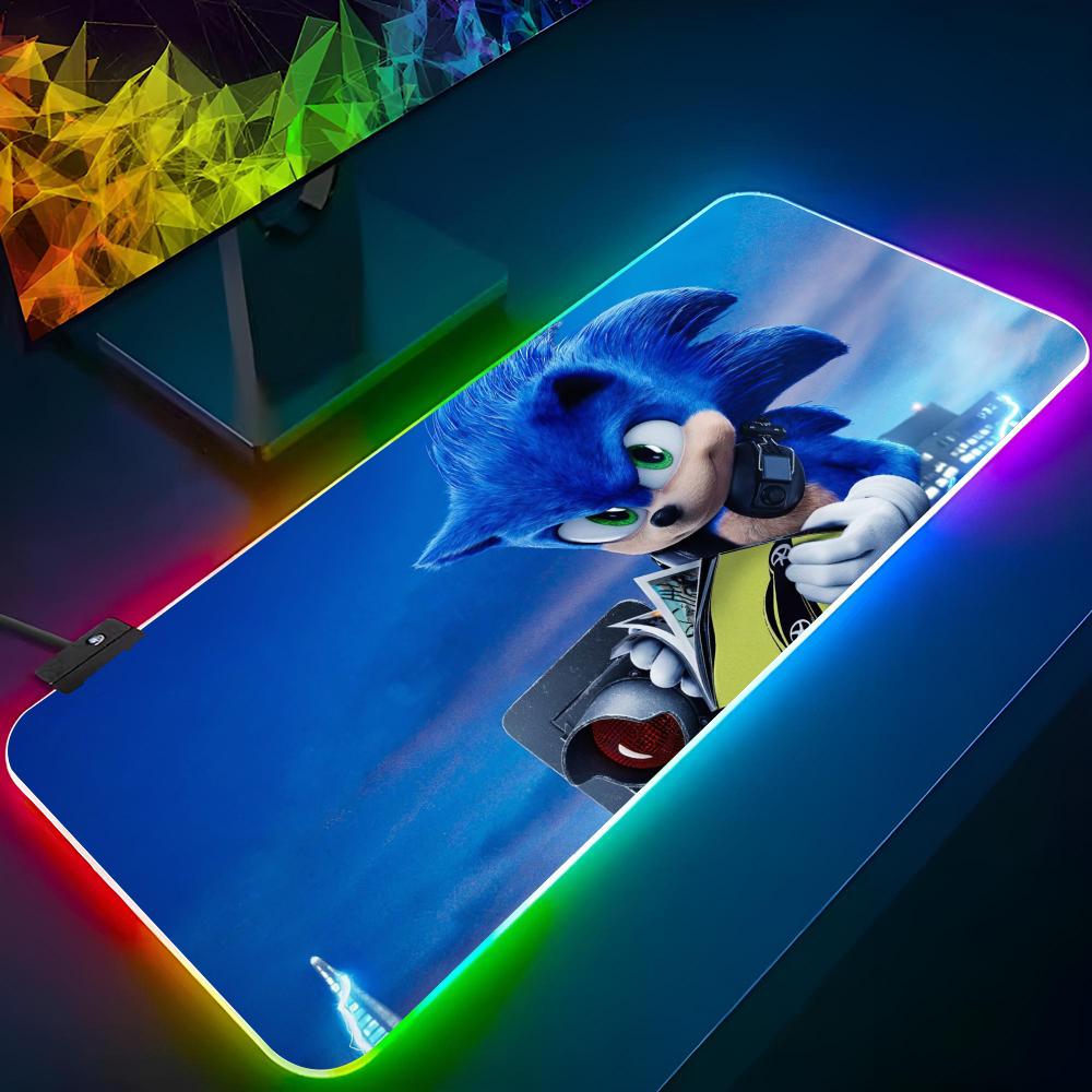 SonicS T-The HedgehogS Mouse Pad Gaming Rgb Mousepad Backlit Keyboard Gamer Girl Xxl Gamer Laptop Mat Table Pads Deskpad