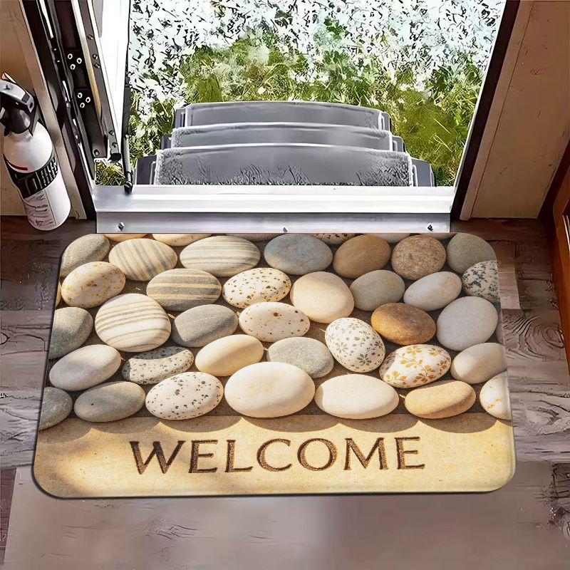Retro Dark Tone Oil Painting Daisy Persimmon Mat, Non-Slip Door Rug for Bathroom & Entryway, Moody Art Home Decor