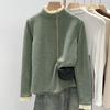 Women's German Velvet Lace Stand-Up Collar Long-Sleeve Shirt, Ideal for Spring, Autumn, and Winter.