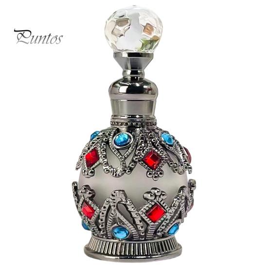 Kompakte Parfümflasche 15ML Vintage Luxus Nachfüllbare Flasche, Ätherisches Öl & Duft Glasspender Dubai Arabischer Stil Leerer Behälter für Reisen