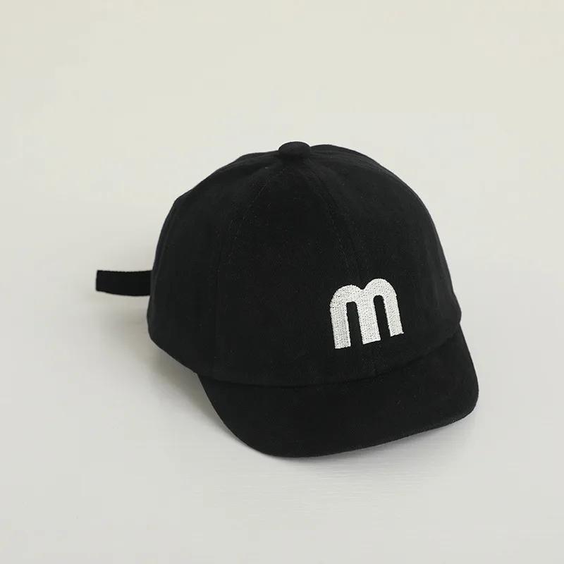 Letter M Baby Baseball Cap Infant Embroidery Peaked Hat Kids Solid Color Duck Tongue Caps 1-3year Boys Girls Short Brim Visors