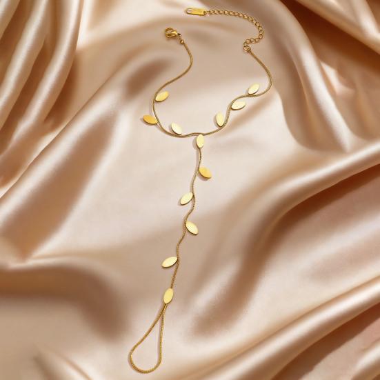 Jewelry Set French Style Leaf Design Adjustable Length Stainless Steel Necklace Mitt Bracelet Forest Theme Jewelry Accessories