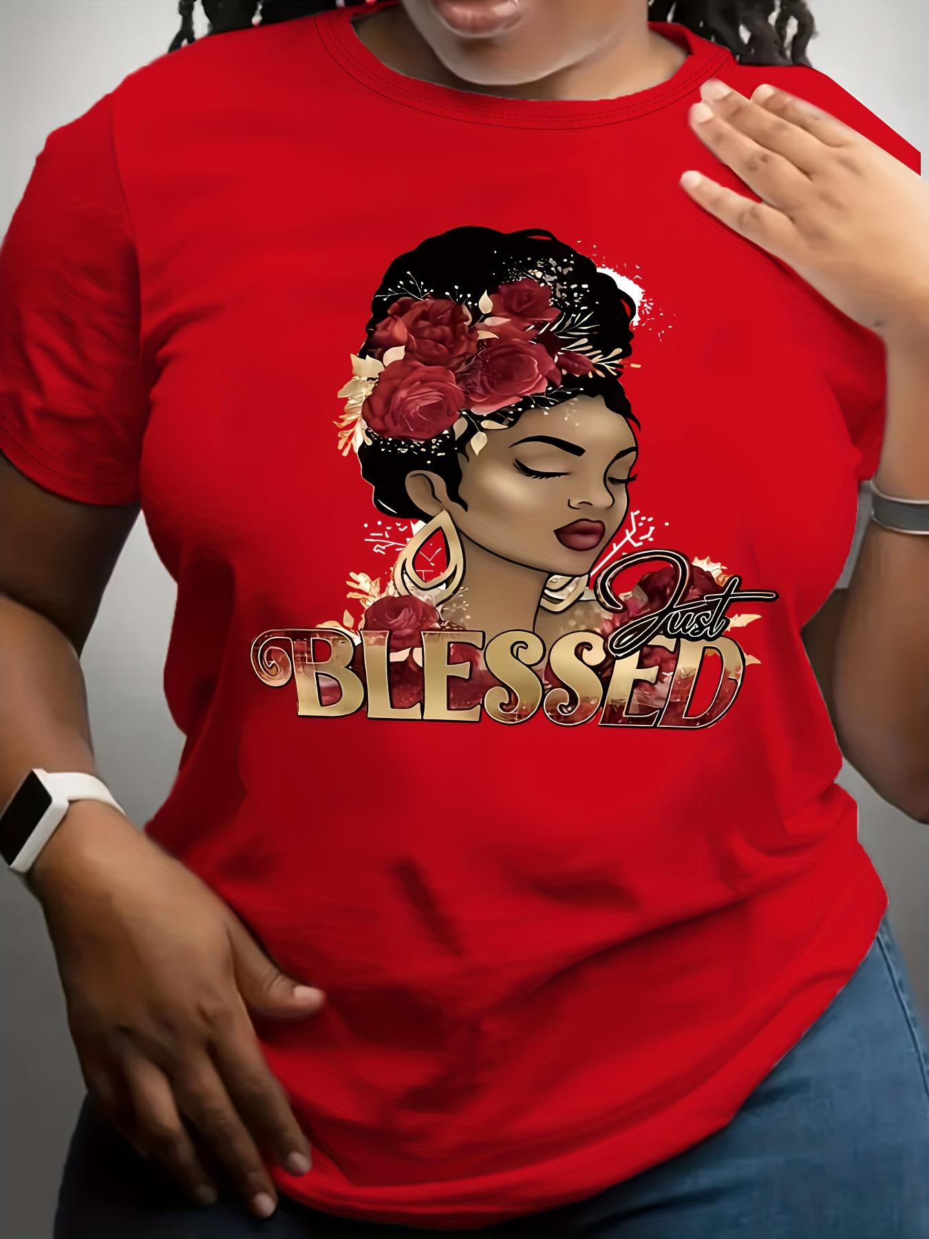 

Casual Crew Neck T-Shirt with African American Graphic Print for All Seasons Suitable for Daily Leisure And Versatile Simple S