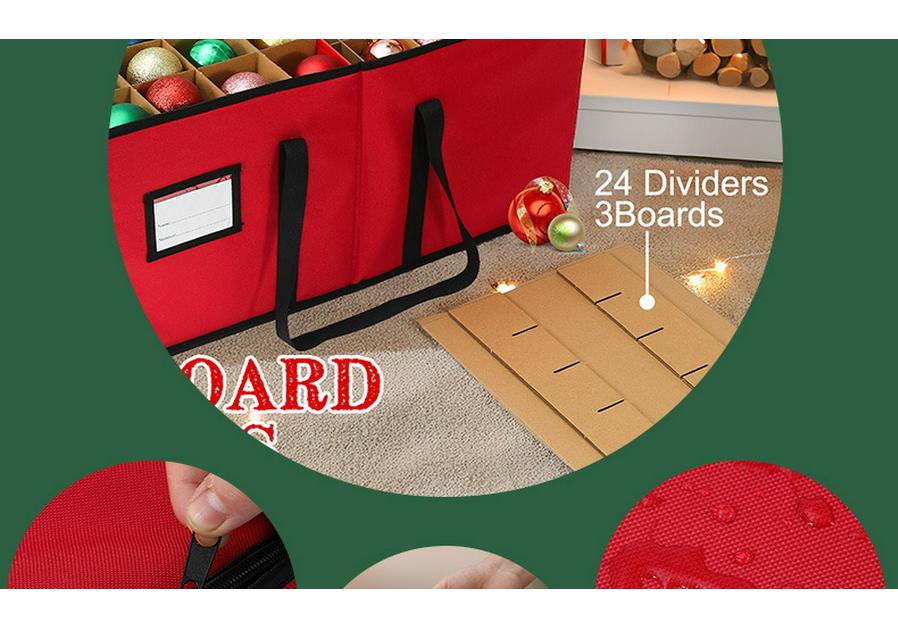 Foldable Oxford Cloth Storage Box with 128 Detachable Grids for Christmas Balls