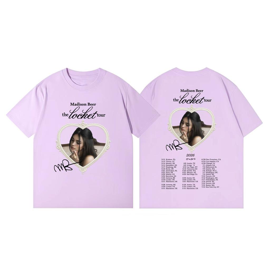 Madison Beer The Locket Tour 2026 Merch Tshirt Men Women Fashion Pop Music Short Sleeve T Shirt Summer Casual Loose Tshirts