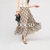 Yalida Women's Casual Plaid A-Line Maxi Skirt
