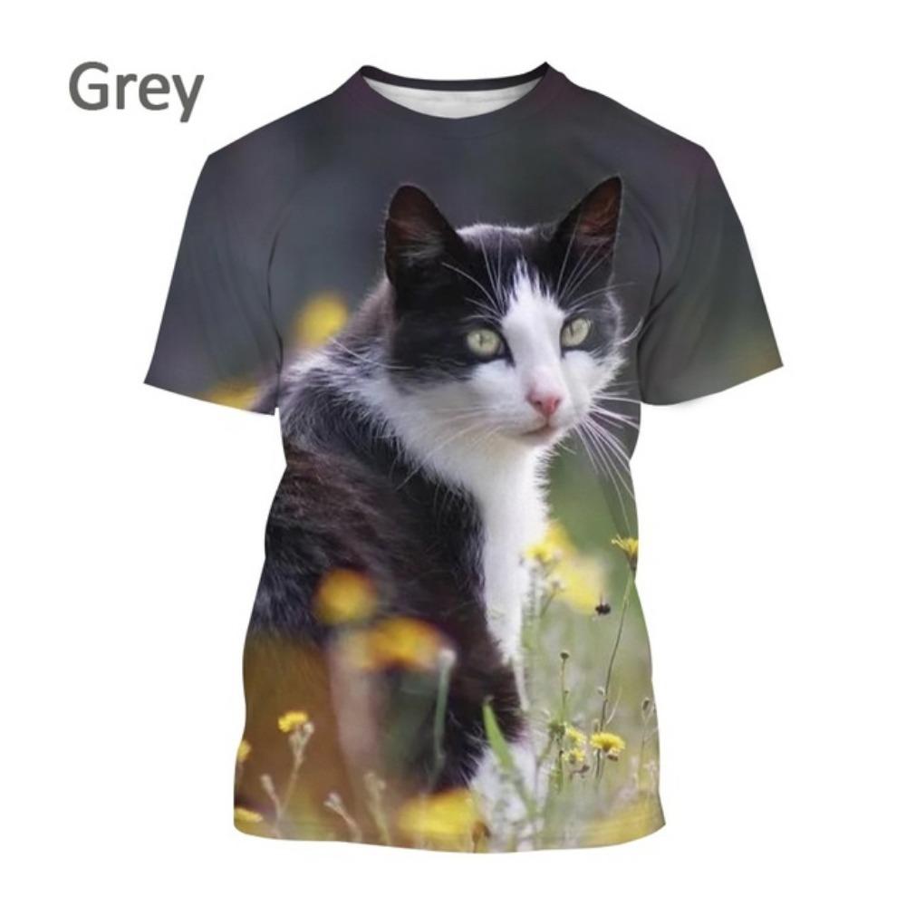 Women's T-Shirts Harajuku Cat Graphic Print 3D Tops Summer Short Sleeve Casual Tees Kawaii Animal T Shirt