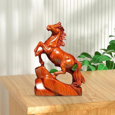Wooden Horse Figurine Small Horse Statue 2026 Chinese New Year Zodiac Animal Sculpture Feng Shui Office Desk Ornament for Wealth Luck
