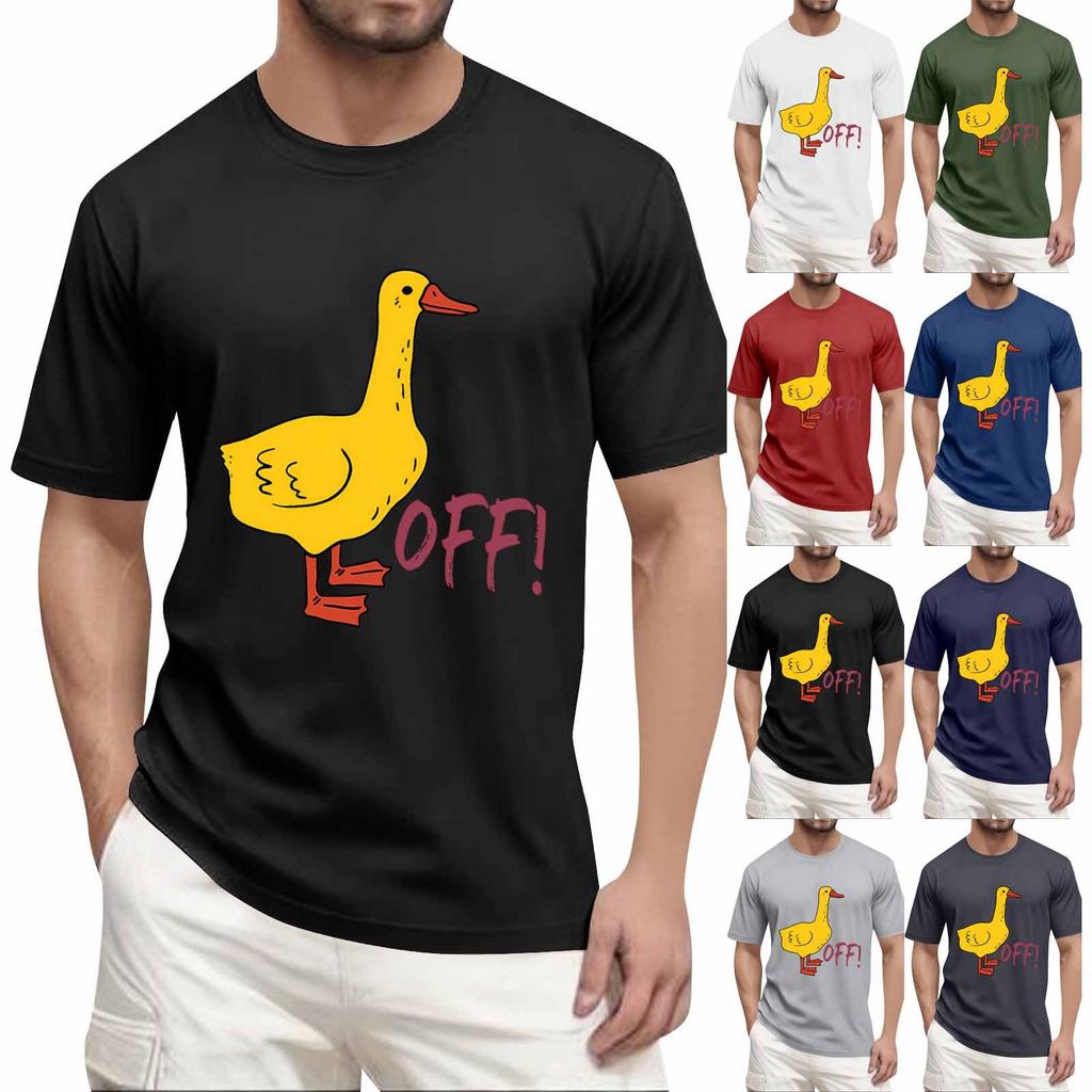 Sommerens populære t-skjorte for menn med trykk, rund hals og korte ermer