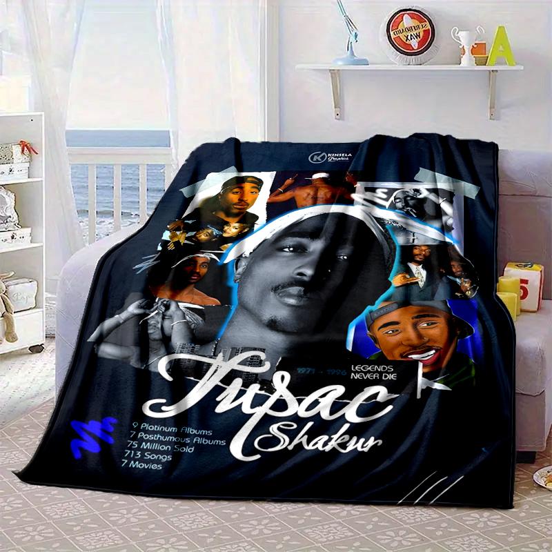 Rap Legend In Blue Blanket Flannel Blanket for bed, sofa, Camping, Hiking, Picnic Essentials, gift for family Fan gifts