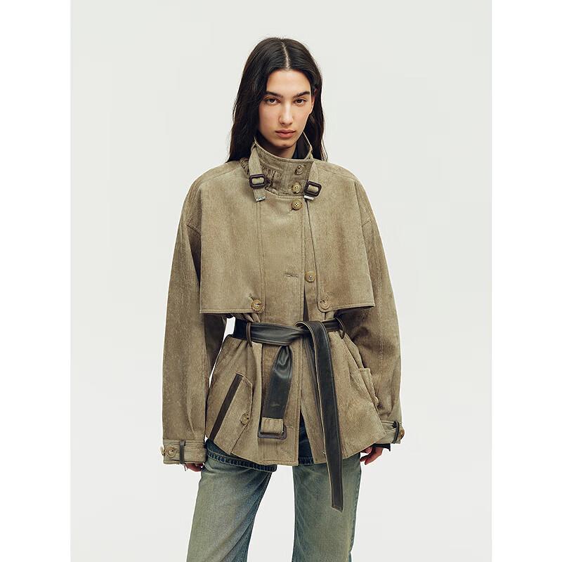 Fu Zhi'en Vintage Relaxed Workwear Short Trench Coat