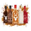 SET of 5x Christmas Glass Bottles FALA 500 Ml with Print FOR LIQUEURS