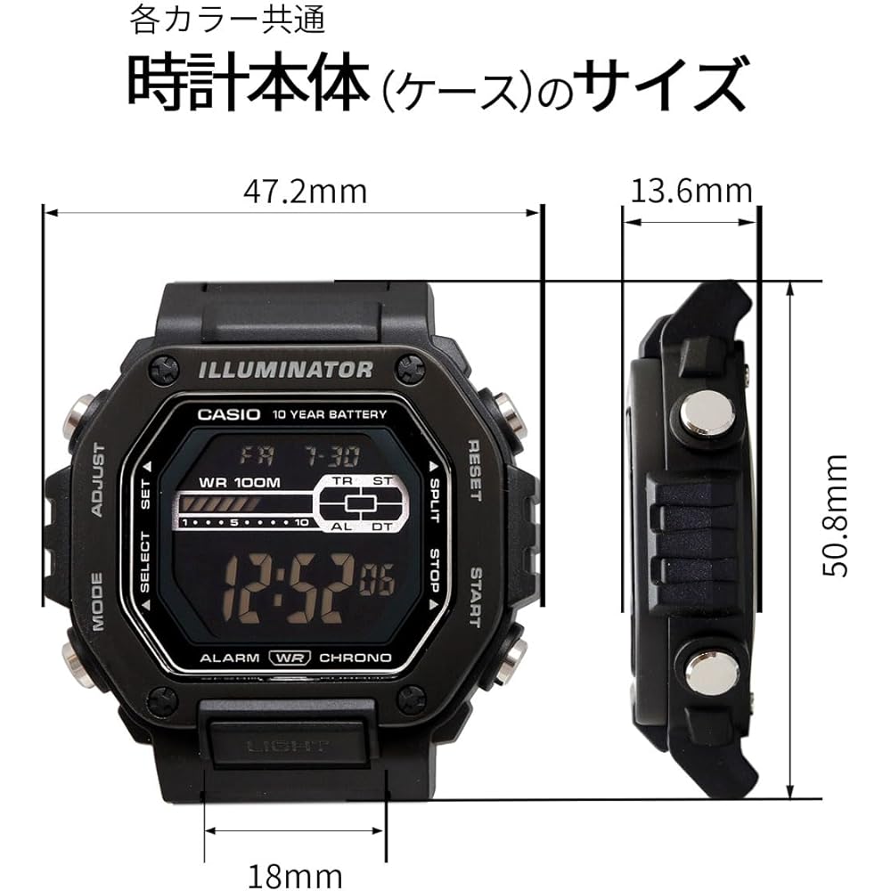 Casio Standard Digital Metal Face Men's Watch MWD-110HB-1BV Full Black Overseas Model