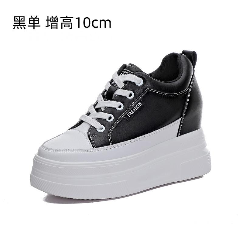 Fashion New Spring  White Hidden Wedge Heels Casual Shoes Woman 10CM Platform Shoes Elevator High-heels Walking Sneakers Women 2025