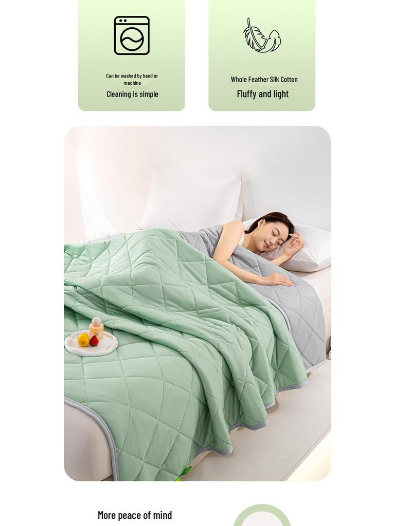 Silk Summer Cool Quilt - Ice Cream Style, Solid Color, Machine Washable, Air Conditioning, Thin & Lightweight for Students