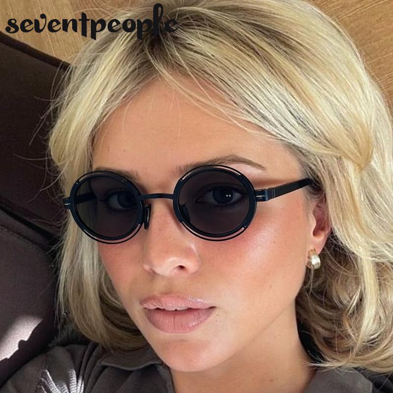 Polarized Small Frame Round Sunglasses Women Luxury Brand Trendy Metal Hollow Sunglass Steampunk Oval Shades For Ladies